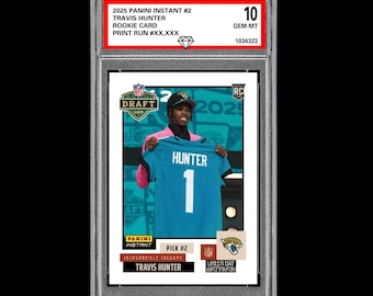 Betyg 10 Travis Hunter 2025 Panini Instant Draft Night 2 RC Rookie JAGUARS