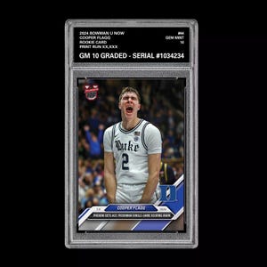 Graded 10 Cooper Flagg 2024-25 Bowman U Now Card 44 Duke Rc Rookie image 1