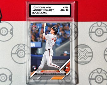 Calificación 10 Jackson Holliday 529 2024 TOPPS NOW RC Tarjeta de novato Baltimore Orioles