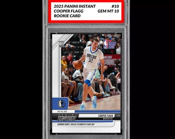 Karta debiutanta Mavs z oceną 10 Cooper Flagg 2025 Panini Instant 10 RC Dallas DEBUT