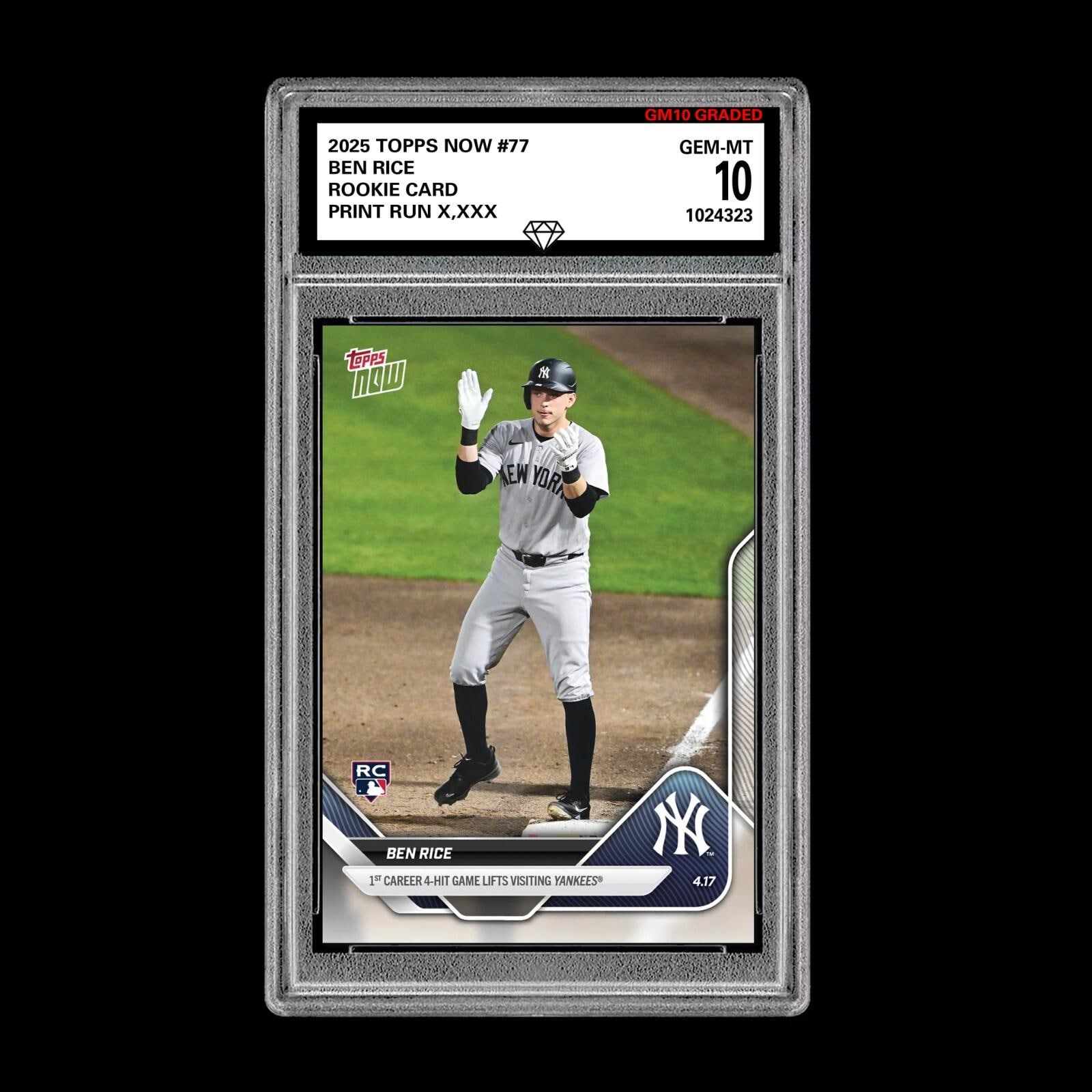 グレード10 ベン・ライス RC ルーキーカード 2025 MLB Topps Now 77