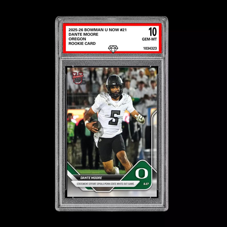 Graded 10 Dante Moore 2025-26 Bowman U Now 21 RC Rookie Card Oregon Ducks image 1