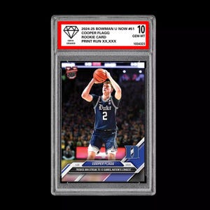 Calificación 10 Cooper Flagg 2024-25 Bowman U Ahora Tarjeta de baloncesto 51 Rc Novato