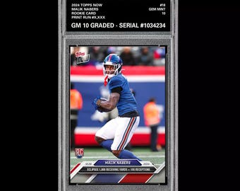 Graded 10 Malik Nabers 18 Rc Rookie 2024 Topps Now Fußball Karte Nfl