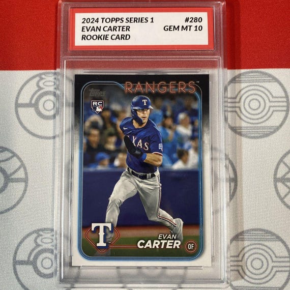 Graded 10 Evan Carter Texas Rangers 2024 RC Topps Rookie
