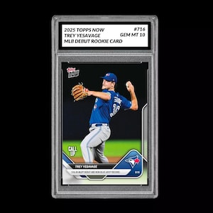 Tarjeta de novato debutante de Trey Yesavage en la MLB, calificada con 10 (2025 MLB Topps Now 716) imagen 1