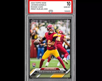 Graded 10 Jayden Daniels 16 RC 5 TD Game 2024 Topps NOW Rookie Karte