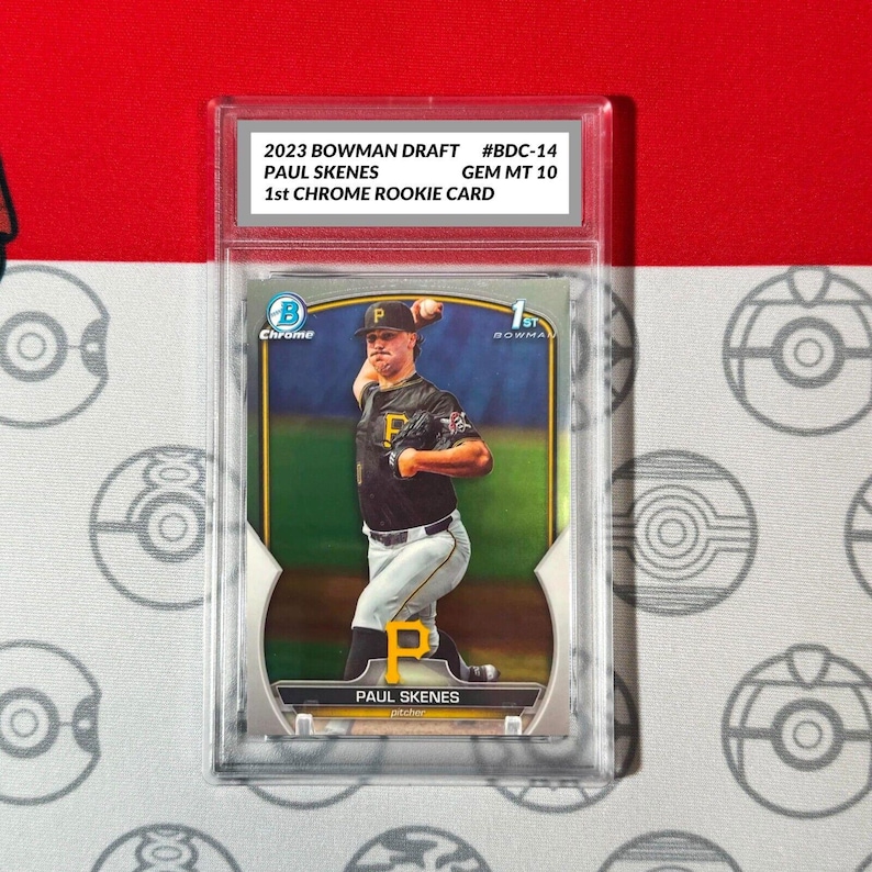 Graded 10 Paul Skenes RC 2023 1st Bowman CHROME Draft BDC-14 Topps Rookie Card image 1