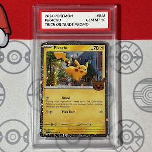 Graded 10 Pikachu 2024 Trick Or Trade Reverse Holo Promo Pokemon Card 018 PAF image 1