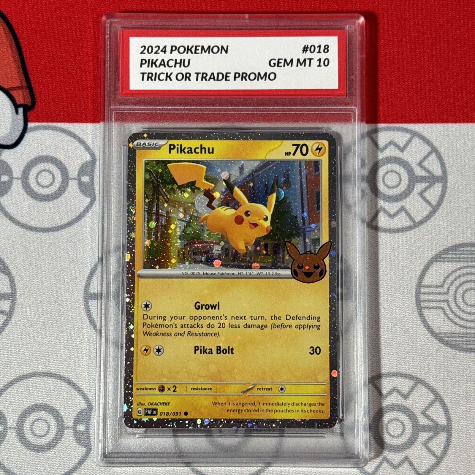 Graded 10 Pikachu 2024 Trick or Trade Reverse Holo Promo Pokemon Card 018  PAF - Etsy