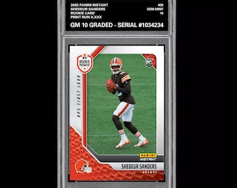 Calificación 10 Shedeur Sanders 30 RC Novato 2025 Panini Instant NFL Browns