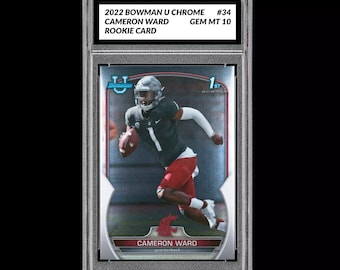 Graded 10 Cameron Cam Ward 2022 Bowman Chrome University 1st 34 Rookie RC Draft: