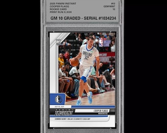 Karta debiutanta Mavs z oceną 10 Cooper Flagg 2025 Panini Instant 10 RC Dallas DEBUT