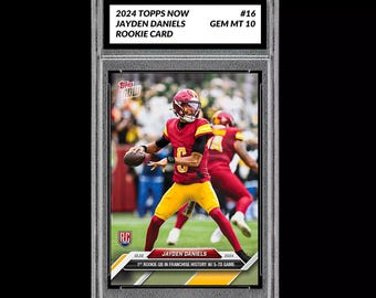 Graded 10 Jayden Daniels 16 RC 5 TD Game 2024 Topps NOW Rookie Karte