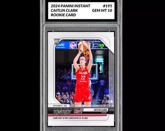 Graded 10 Caitlin Clark 195 Rookie Rc Card 2024 Panini Instant Indiana Fever