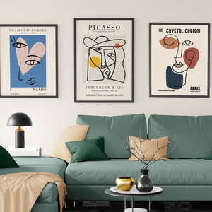 Set of 3 Picasso Prints, Picasso Drawings, Exhibition Poster, Gallery Wall Set, Picasso Printable Poster Set, Printable Wall Art,