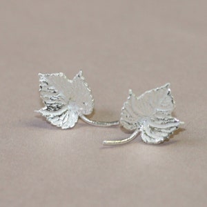 Bramble leaf earrings / Leaf Studs / Nature / Blackberry leaf / Silver earrings / Silver leaf studs / Little studs / 3 Pointed Leaf image 6