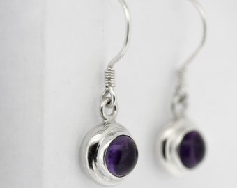 Round Faceted Amethyst Earrings / Sterling Silver Amethyst Dangle Earrings / Real Amethyst Drop Earrings / February Birthstone / Purple