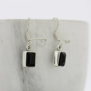 Rechteck Onyx Ohrringe / Sterling Silber Onyx Ohrringe / Schwarze Onyx Ohrringe / Schwarze Onyx Ohrringe / Rechteck Ohrringe / Schwarze Stein Ohrringe