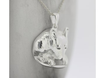 Silver Fieldmouse Pendant / Sterling Silver / Woodland Creature / Large Mouse Necklace / Trace Chain