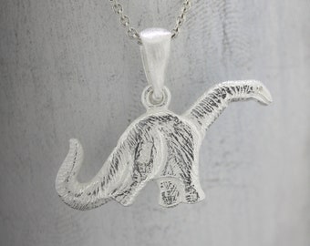 Silver Dinosaur Pendant/Veggiesaurus /Brachiosaurus Necklace/Sterling Silver/Jurassic/Long Neck Dinosaur /Cretaceous