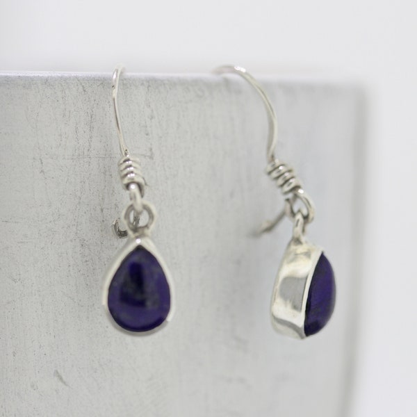 Teardrop Lapis Lazuli Earrings / Lapis Earrings / Blue Drop Earrings / Blue Stone Earrings / Sterling Silver Lapis Earrings / Blue Oval