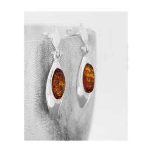 Amber Earrings / Cognac Amber earrings / Orange Amber Post Earrings / Orange Amber earrings / Baltic Amber Earrings / Real Baltic Amber