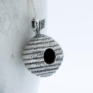 Colgante de colmena de plata esterlina / Colgante de colmena de abejas de plata esterlina / Collar de colmena / Collar de abejas / Colgante de naturaleza / Plata esterlina