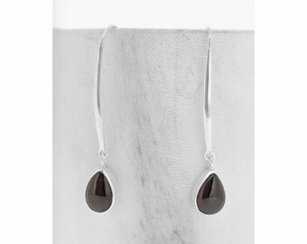 Long Garnet Teardrop Earrings: January Birthstone Dangle Earrings