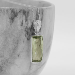 Prasiolite Pendant Necklace: Sterling Silver Green Amethyst, Minimalist Jewelry