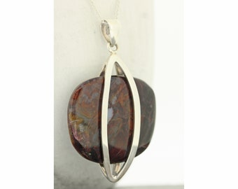 Oval Pietersite Pendant: Chunky Sterling Silver Necklace