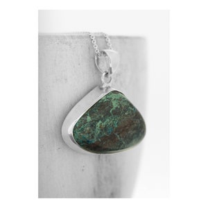 Triangle Turquoise Necklace / Triangle Turquoise Pendant  / Sterling Silver / December Birthstone / Real Turquoise / Trace Chain