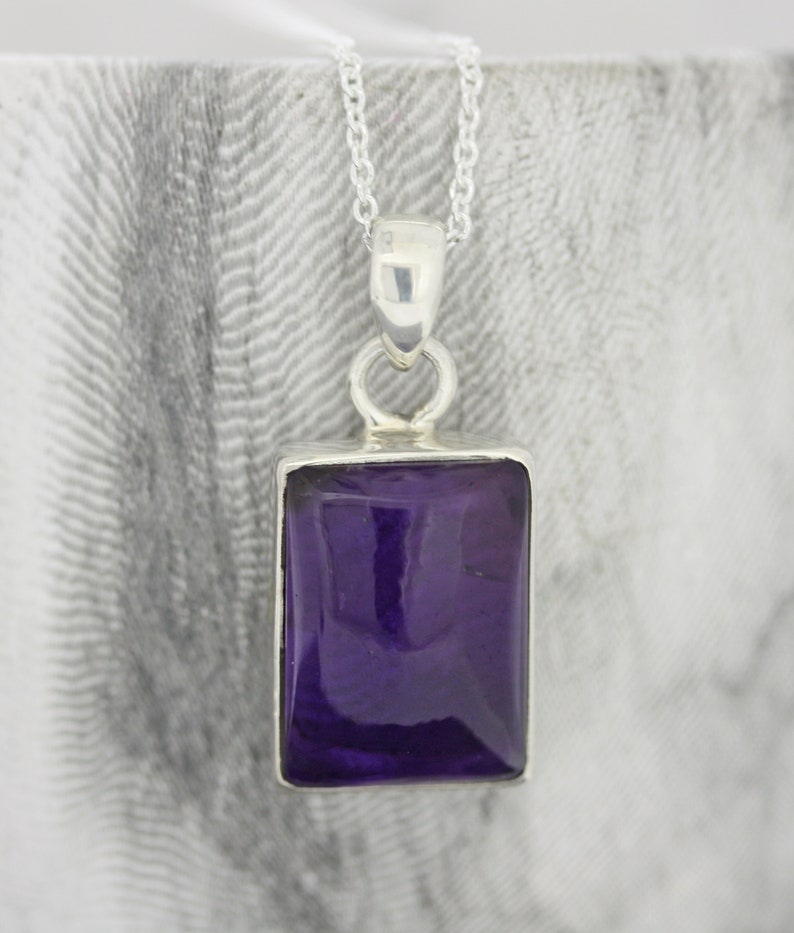 Rectangle Amethyst Necklace / Amethyst Pendant / Sterling | Etsy