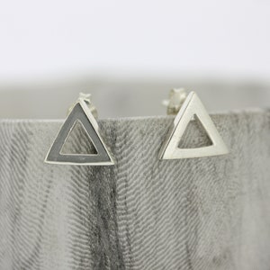 Sterling Silver Triangle Stud Earrings: Geometric Jewelry