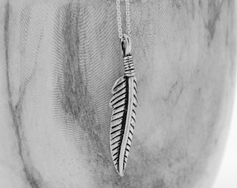 Sterling Silver Oxidised Feather Necklace / Sterling Silver delicate feather pendant / Feather / Oxidised  Jewellery / Simple Jewellery