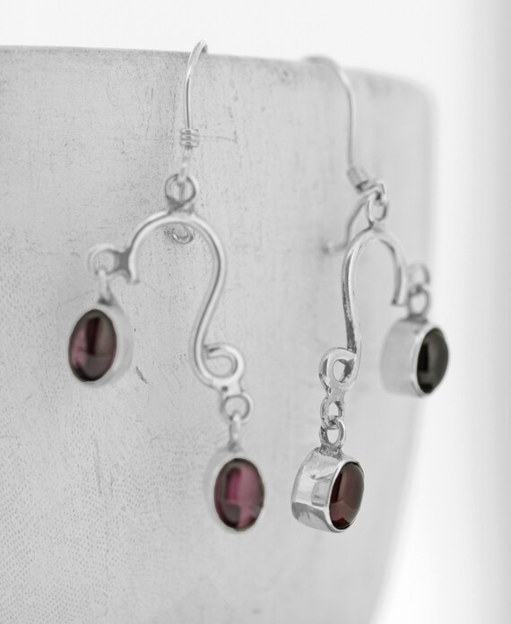 Boucles D'oreilles Clous Grenat Janvier, Pierre De Naissance - Cuivre Et Cristal, Silverspeck
