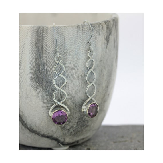 Sterling Silver Faceted Amethyst Earrings Sterling Silver Faceted Amethyst Earrings