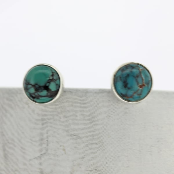 6mm Round Turquoise Studs / Sterling Silver Turquoise Stud Boucles d'oreilles / Boucles d'oreilles Turquoise / Real Turquoise Studs / Décembre Birthstone