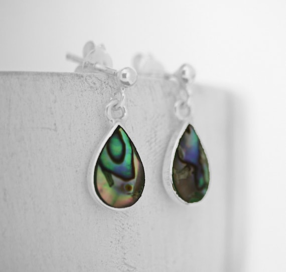 Green Shell Dangle Earrings Sterling Silver Green Shell Dangle Earrings Sterling Silver