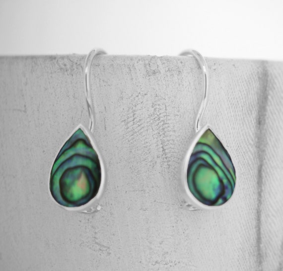 Silverly Orecchini Pendenti In Argento 925 Con Abalone A Goccia - Confezione Regalo Con Panno Lucidante