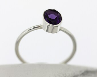 Bague Imposante En Argent Avec Améthyste - Motif Béliers - Taille 62 - Occasion