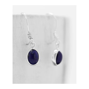 Oval Lapis Lazuli Earrings / Lapis Earrings / Blue Drop Earrings / Blue Stone Earrings / Sterling Silver Lapis Earrings / Blue Oval Earrin