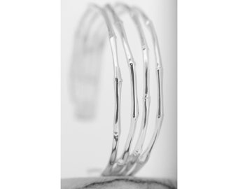 Sterling Silver Textured Cuff / Simple Silver Cuff / Sterling Silver /  Wire Bangle / Wrap Bracelet / Small Bangle / Textured Silver