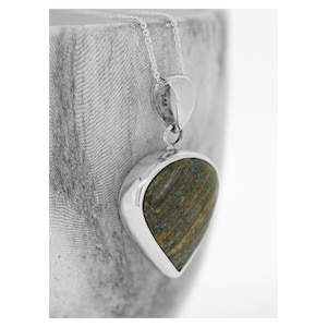 Teardrop Jasper Pendant: Sterling Silver Green Necklace