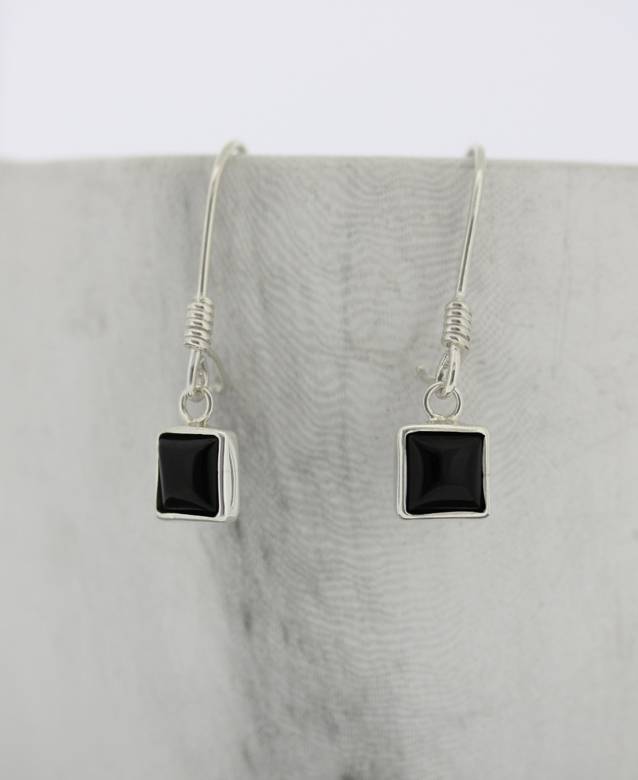 925 Silver Square Onyx Earrings - Etsy