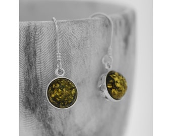 Orecchini in ambra baltica verde: pendente a goccia in argento sterling 925 - Italia