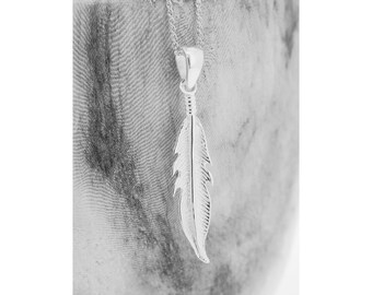 Sterling Silver Feather Necklace: Delicate Minimalist Pendant