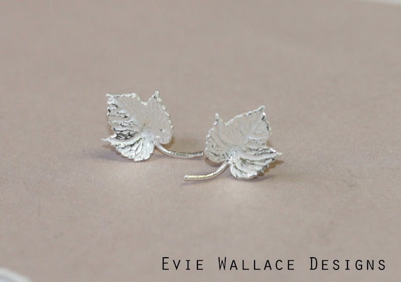 Bramble leaf earrings / Leaf Studs / Nature / Blackberry leaf / Silver earrings / Silver leaf studs / Little studs / 3 Pointed Leaf image 6