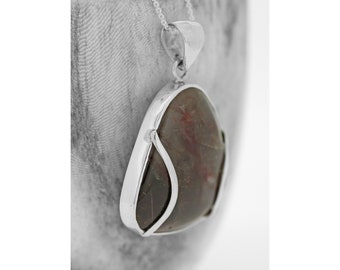 Oval Pietersite Pendant: Chunky Sterling Silver Necklace (30mm x 31mm)