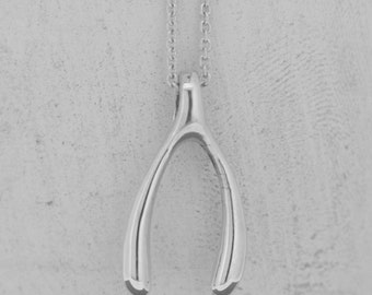 Kleiner wishbone Anhänger / Sterling Silber Wishbone Halskette / Sterling Silber Charm / Zarte Halskette / viel Glück / Wunsch geht in Erfüllung